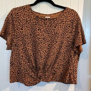 H&M tissue thin boxy cropped twist knot t-shirt L